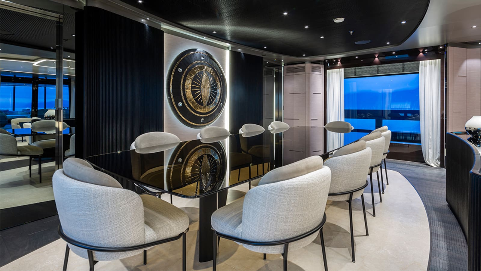 Tankoa Yacht's Diamond Binta indoor dining room