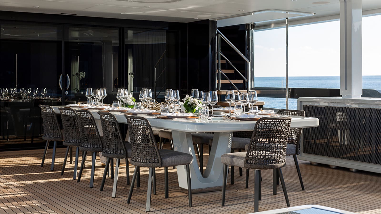 Tankoa Yacht's Diamond Binta dining area