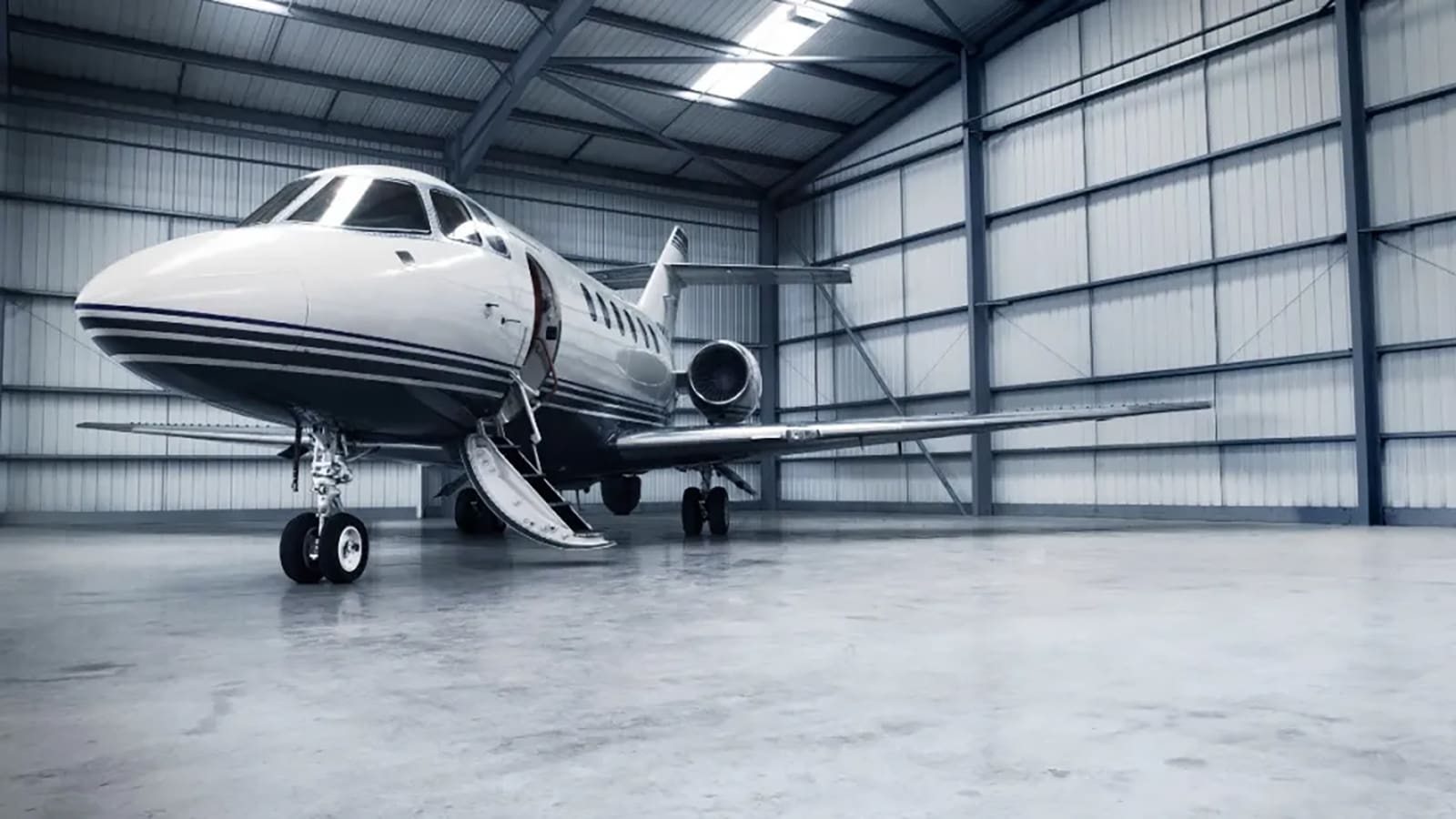 Business Jet in Hangar