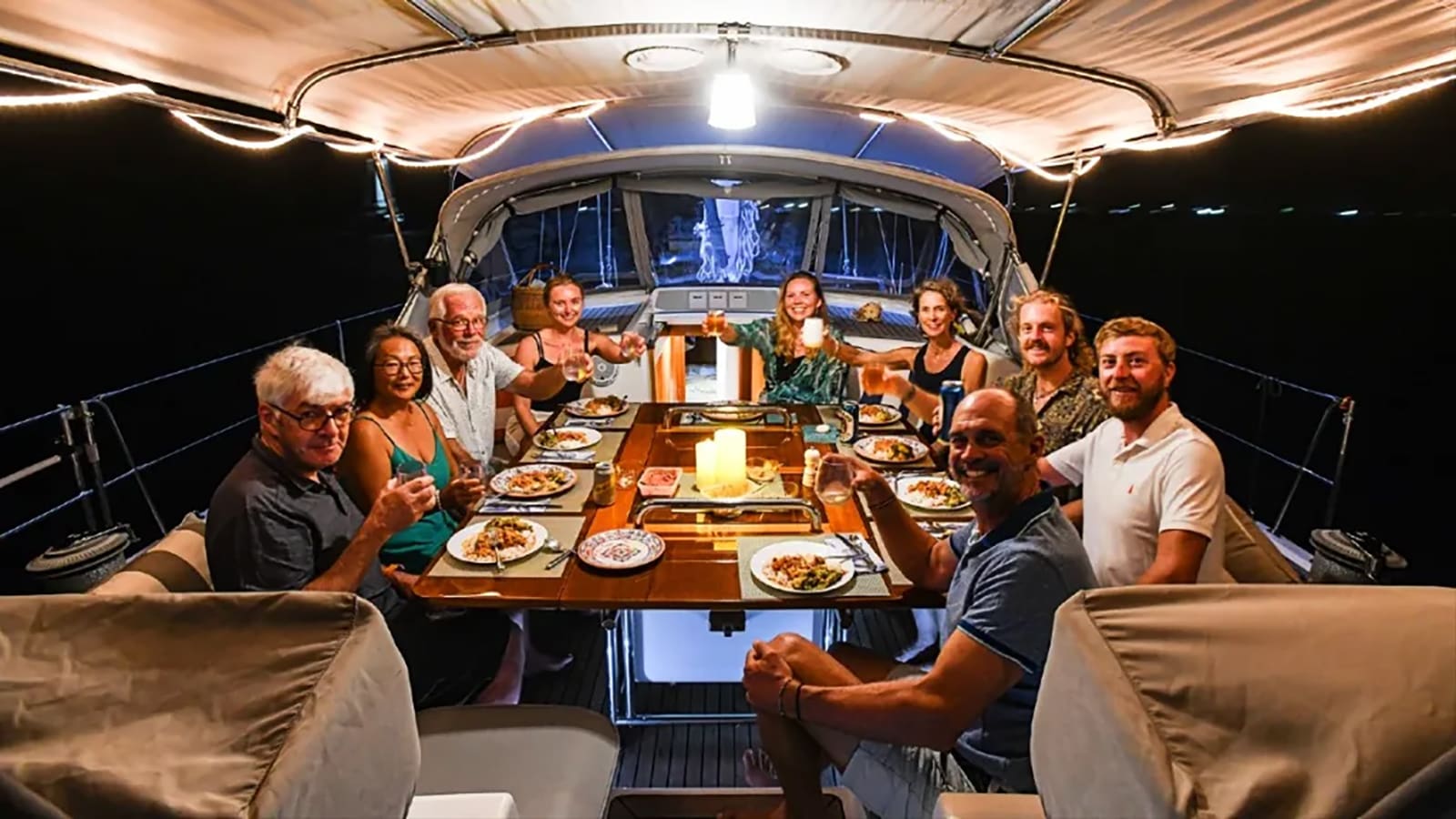 Group dinner aboard Aurora