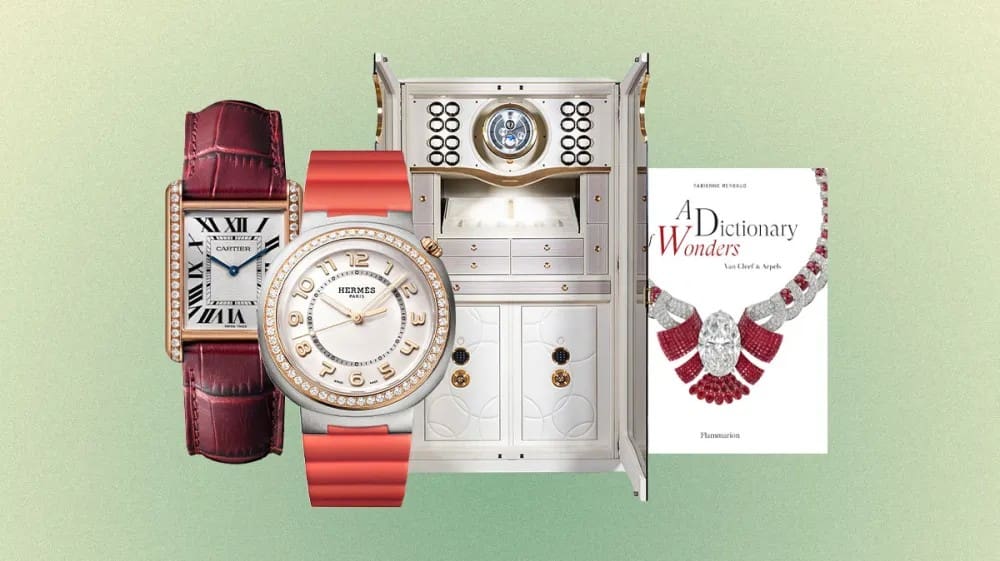 Cartier watch; Hermès watch; Van Cleef Book; Buben & Zorweg Safe