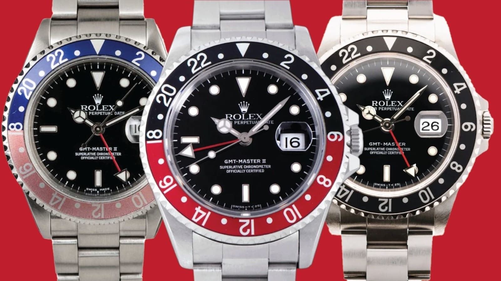 Three Rolex GMT-Master II watches