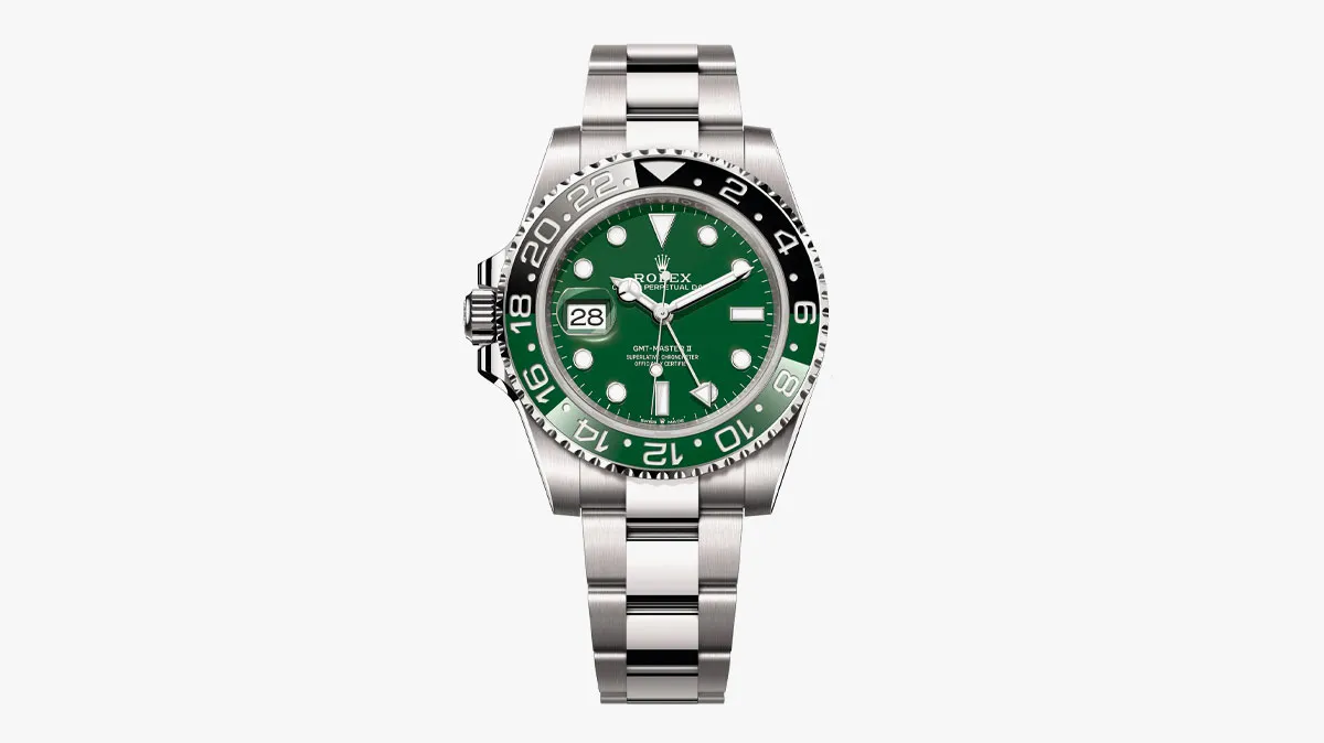 GMT-Master II Destro in White Gold with Green Ceramic Dial