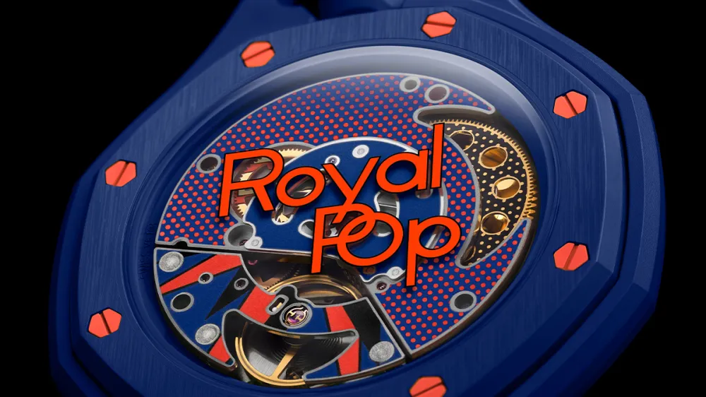 Swatch x AP royal pop close up