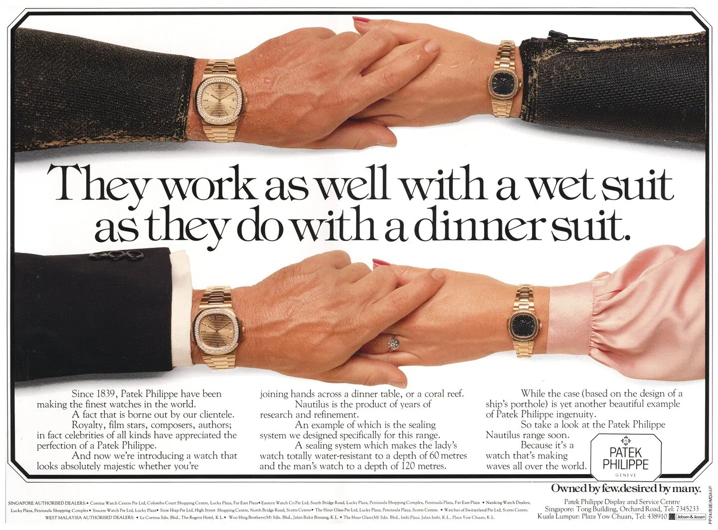 A 1980s poster at the launch of the Patek Philippe Nautilus for women.