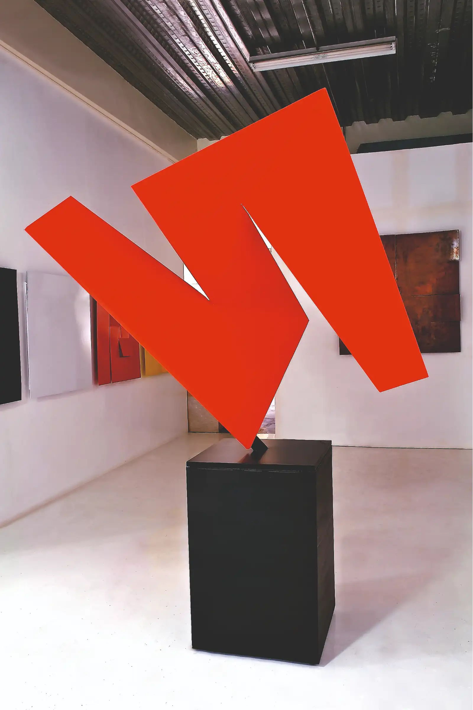 A red steel sculpture by the architect, one of several displayed throughout his Forbes Park home. Courtesy of Ed Calma