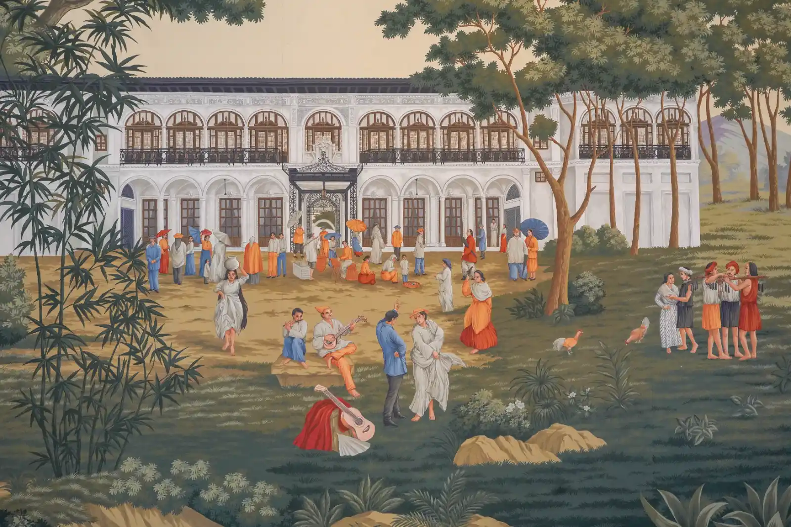 A panel from "Latina Manila," designed by Jonathan Matti and created by de Gournay, hangs at Malacanan Palace. Courtesy of Jonathan Matti