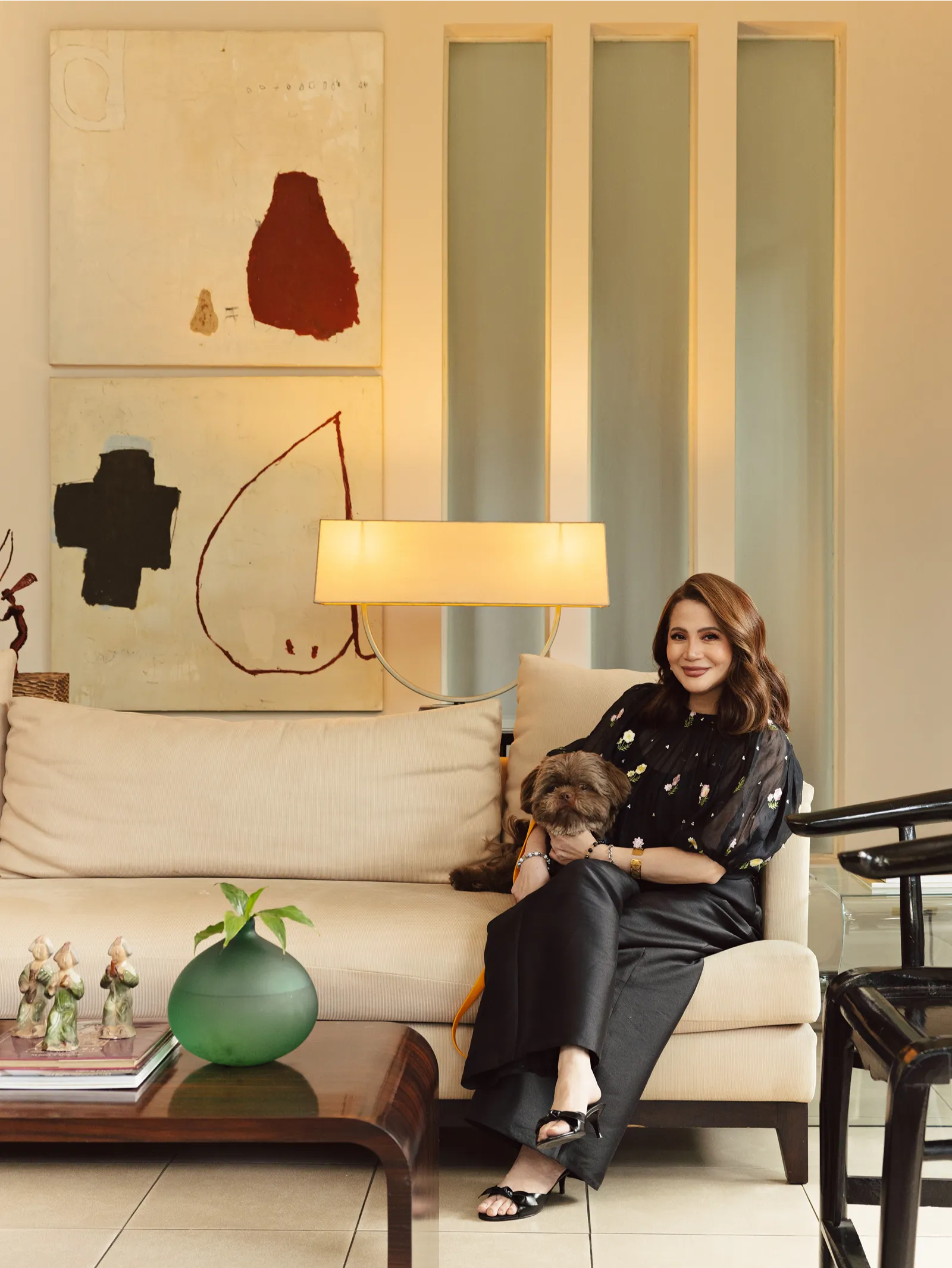 Berna Romulo Puyat with her rescue dog, Coby. Joseph Pascual