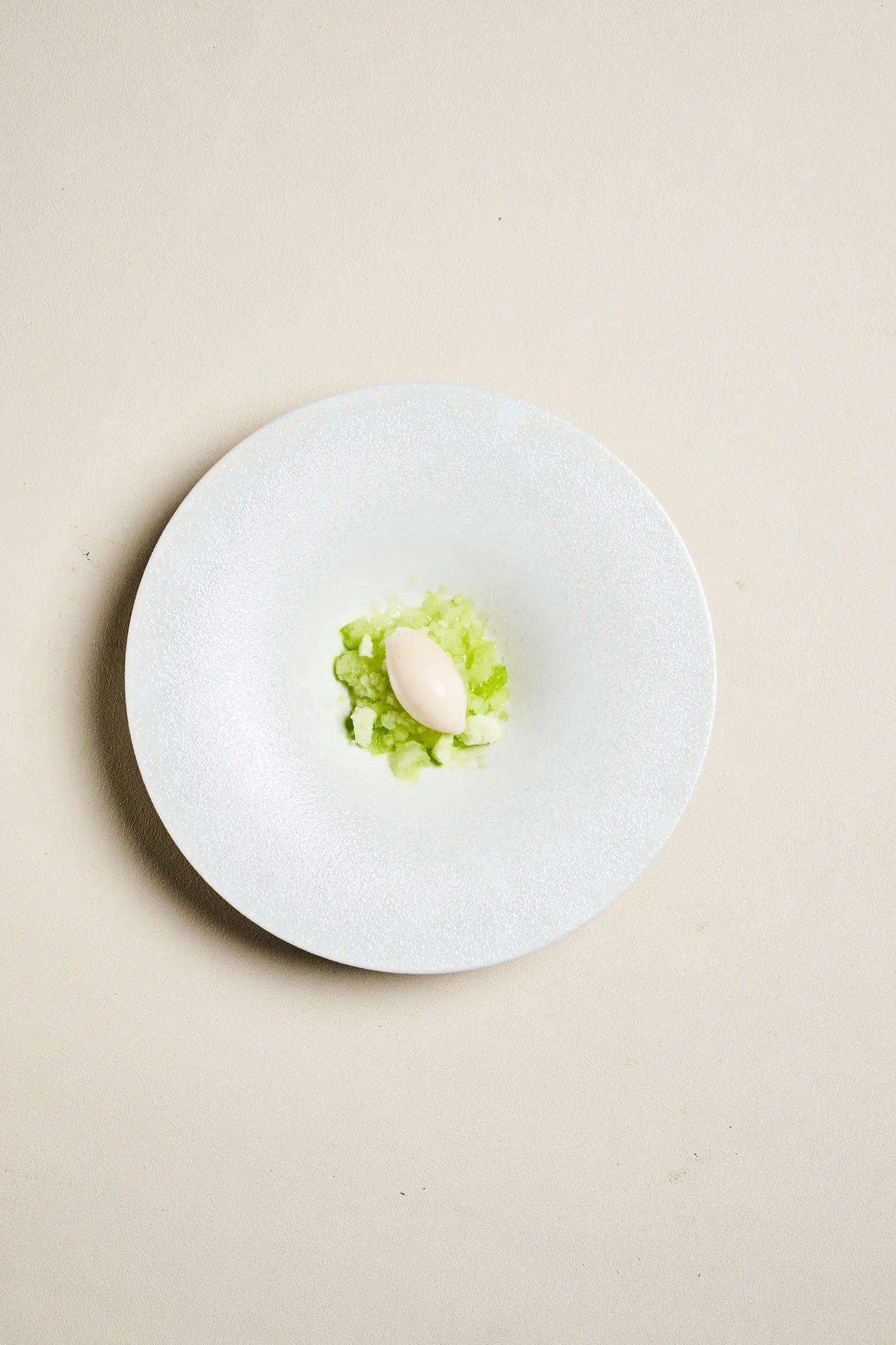 Lychee sorbet, a palate cleanser. Helm