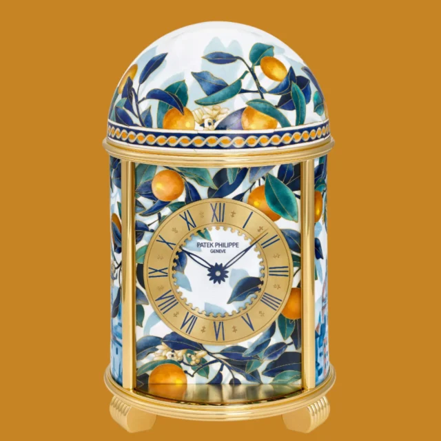 The double-faced Grandmaster Chime Ref. 5175, introduced for Patek Philippe’s 175th anniversary, combining 20 complications and five striking modes within an extensively hand-engraved rose-gold case. Patek Philippe