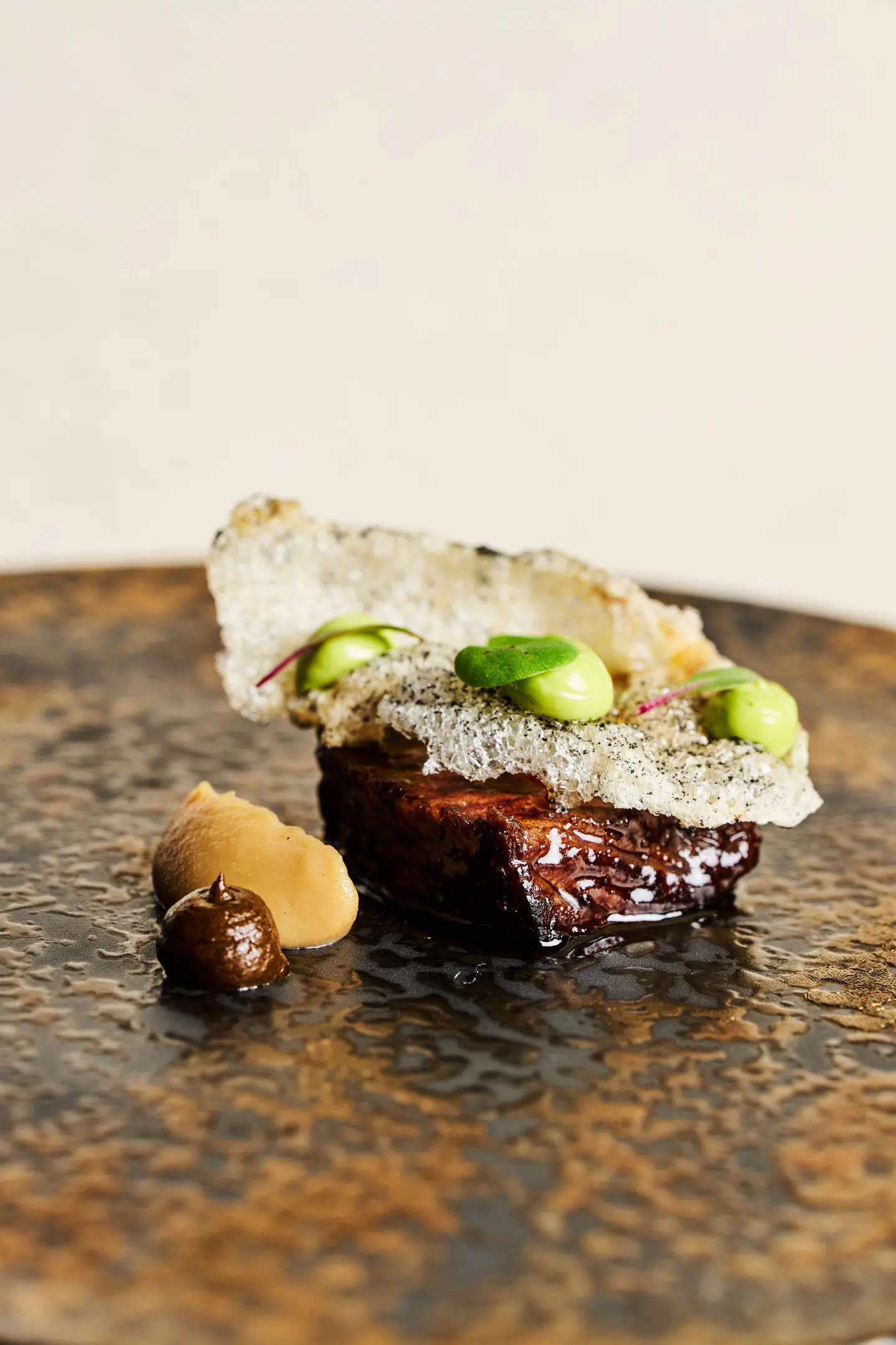 U.S. wagyu with tendon chicharon. Helm