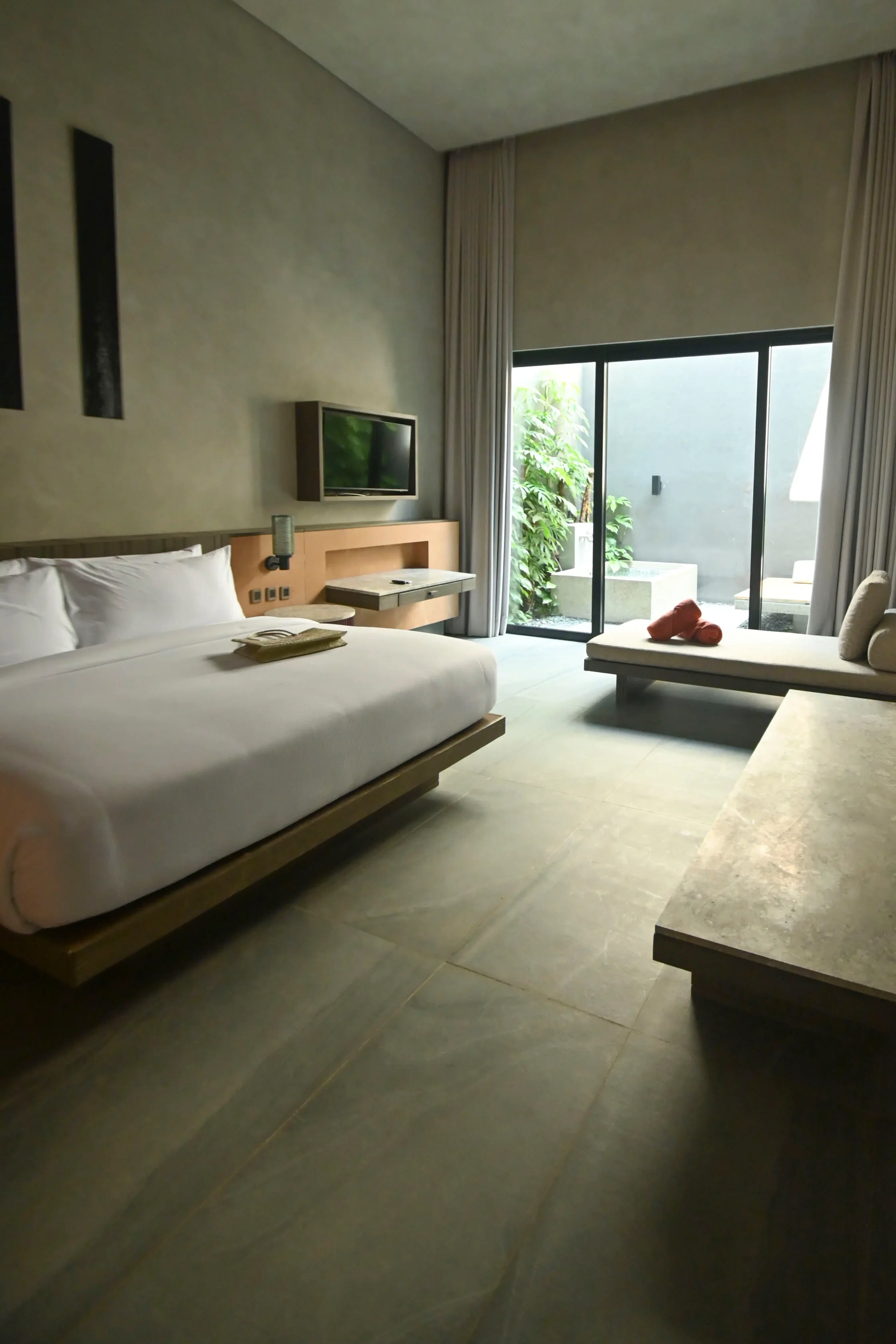 The bedroom in one of the spacious Palawan Pool Villas.